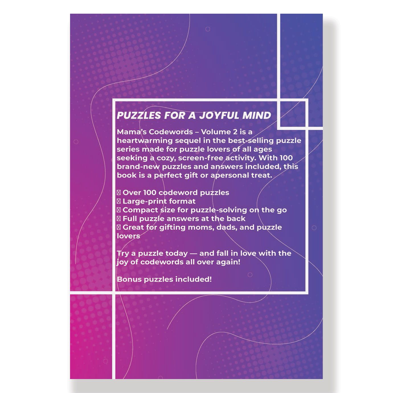Codewords Crossword Puzzle Books for Adults: Code Breaker / Code Word Puzzlebook:100 Codeword Puzzles For A Joyful Mind (Volume 2)