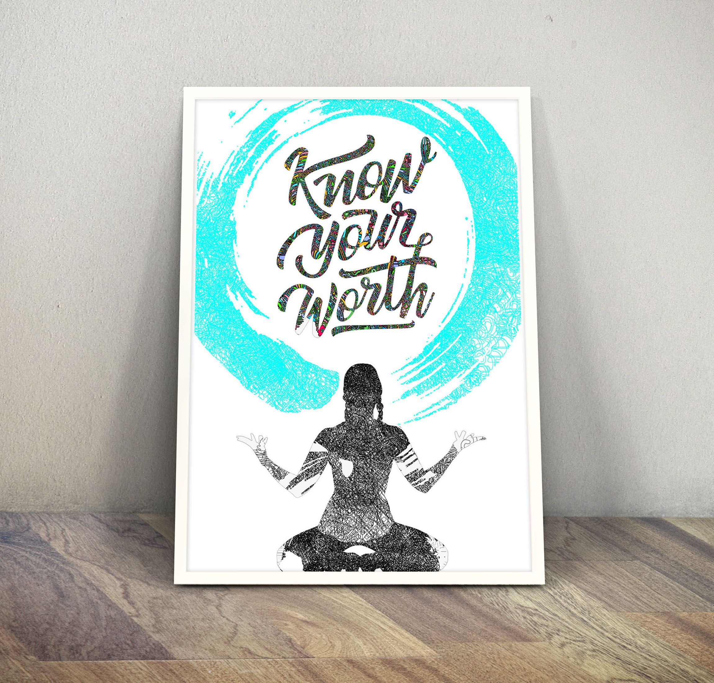 Home Decor Prints for Living Room, Wall Decor Framed Posters with Quote for Living room, Above Bed Decor, Desk, Shelf Poster, Contemporary Abstract Drawings Motivational Inspirational Wall Poster
