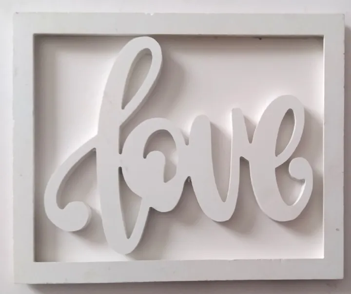 Framed 3d Wall Art Typography Love Framed 3D Wall Art Typography "LOVE" – A4 Size, Minimalist All-White Design Add elegance to your space with this A4 Framed 3D “LOVE” Wall Art. Minimalist all-white