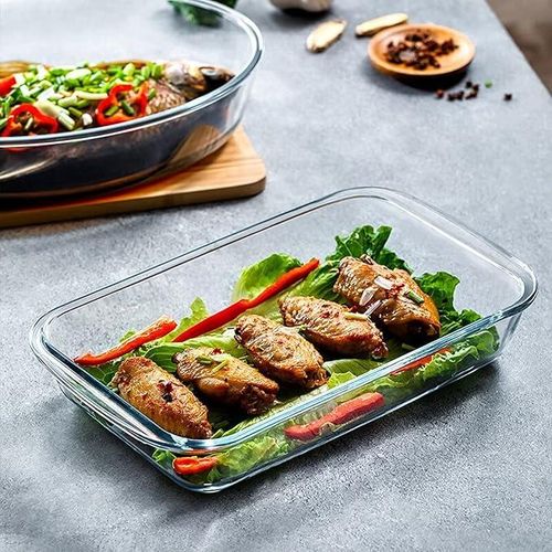 🪄2pcs High Quality Heat Resistant Glass Bake Pan🪄Superior material: the glass bakeware is made of lead-free glass with high boron content, which is firm, stable and durable. Compared with metal bake