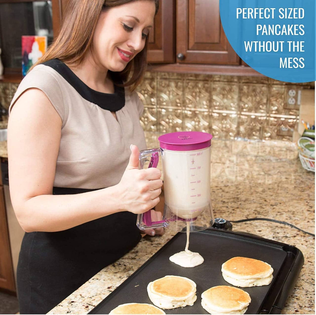 Nunix Batter Mixer Dispenser For, Cake, Cupcakes, Pancakes, Muffin.Pancake Machine mixes batter and dispenses straight to pan.
Simply add ingredients, mix with and dispense, all from the same device.