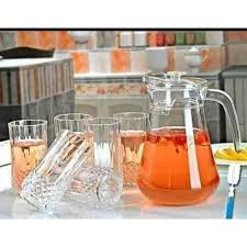 Promotion🥰🤑Quality Water Set 6 Glasses With 1 Jug.High Quality 6 Glasses and one Jug Drink ware type: Wine glass Material: Glass Dishwasher safe