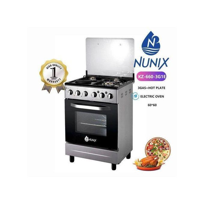 Nunix Free Standing Cooker 60x60 3 gas burner and 1 Electric Hot plate with an Electric Oven with Timer and Oven Lamp HUGE OFFER