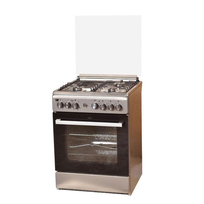 BJS SILVER (INOX) 60x60 3+1 Electric/Gas Cooker - W/ Turbo Fan - Oven 60L Capacity
