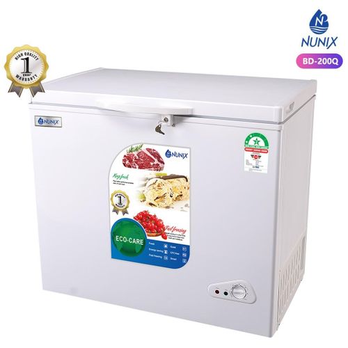 NUNIX 200L Large Capacity Chest Freezer with Ecocare and Energy Saving Technologies+ Free Freezer Guard