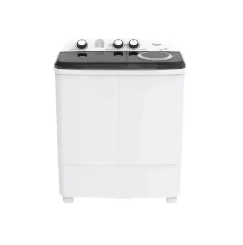 HISENSE 7Kg Twin Tub Washing Machine Streamlined Designed Washing Machines Come With User Friendly Control Panels White WSBE701 2yrs Warranty