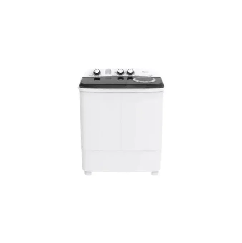 HISENSE 7Kg Twin Tub Washing Machine Streamlined Designed Washing Machines Come With User Friendly Control Panels White WSBE701 2yrs Warranty