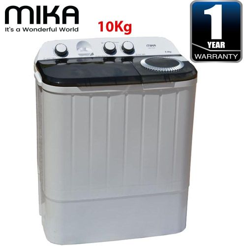 Mika Washing Machine, 10Kg, Semi-Automatic, Twin Tub, White