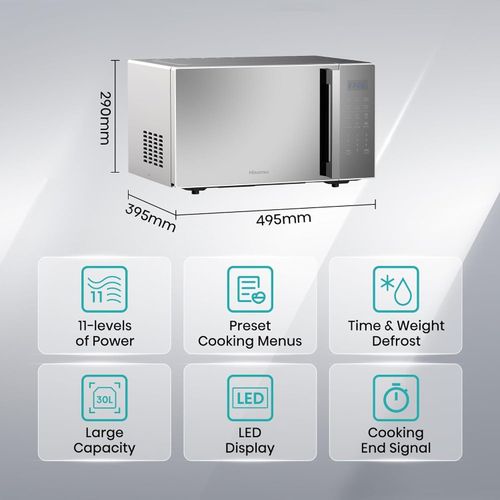 Hisense 30L Microwave Oven with Grill, Suitable for grilling Large Chicken and warming food