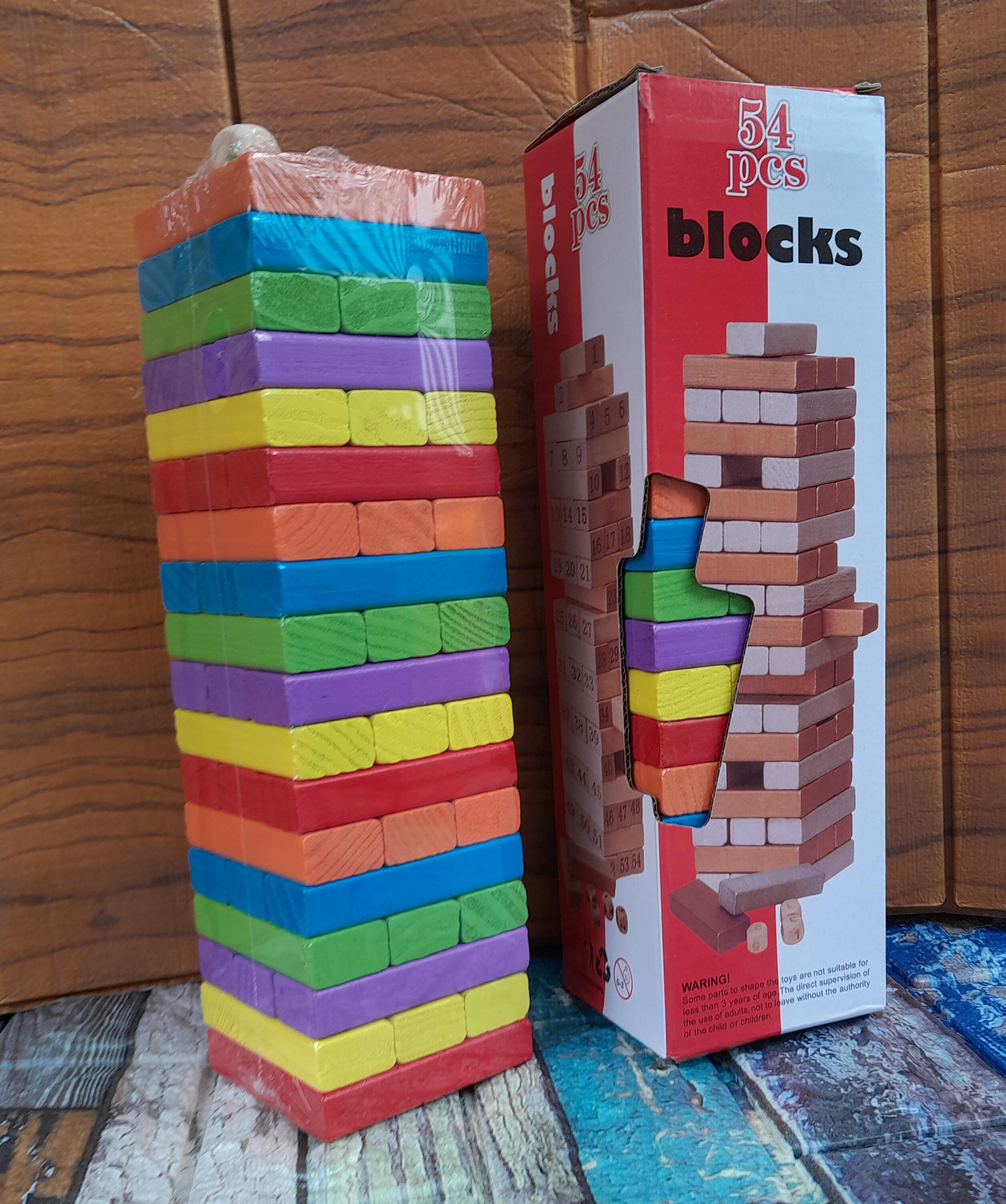 54-piece colored Jenga blocks