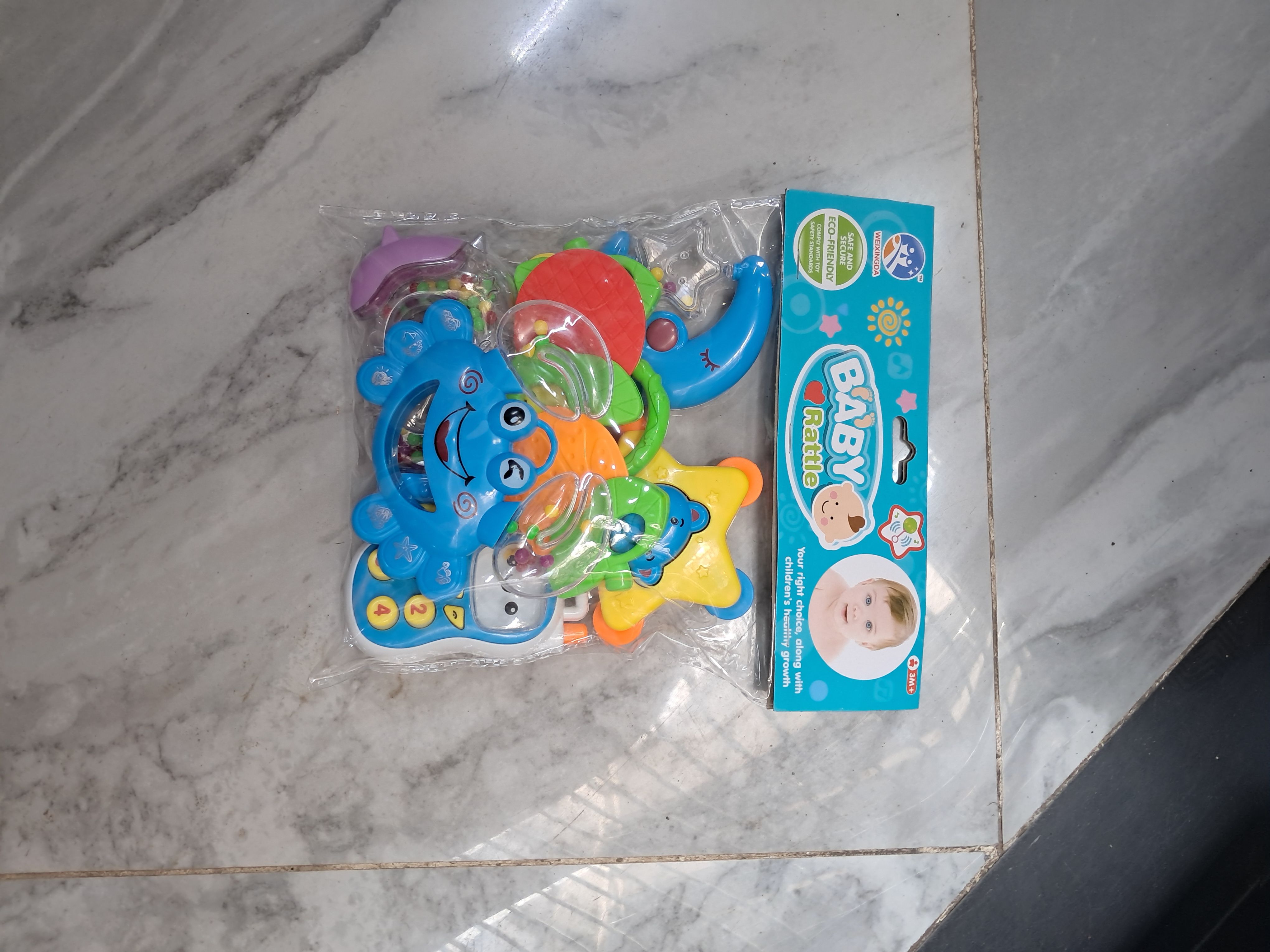 colourful Baby Rattle with teether set