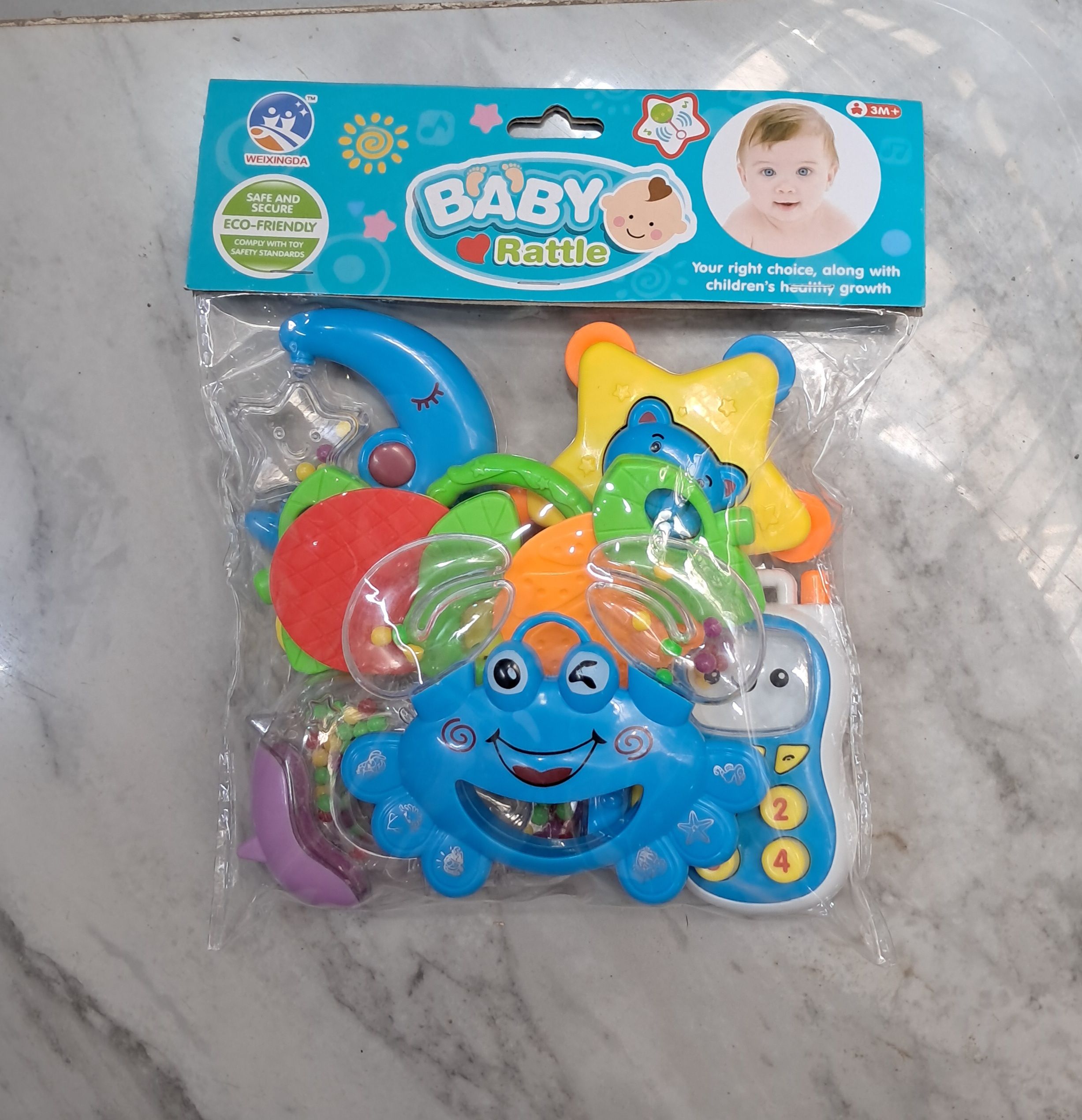 colourful Baby Rattle with teether set