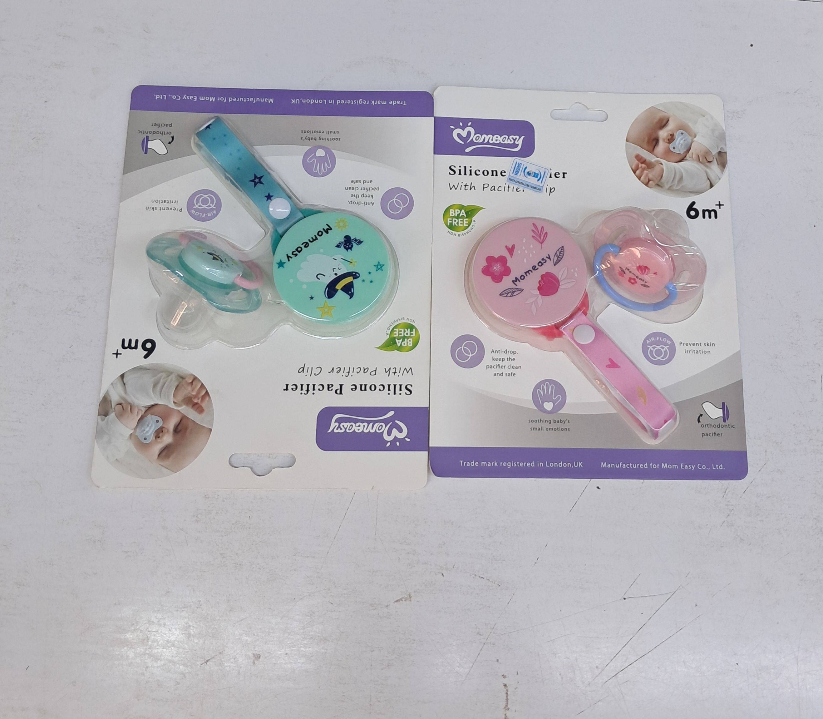 Momeasy silicone pacifier with a pacifier clip,