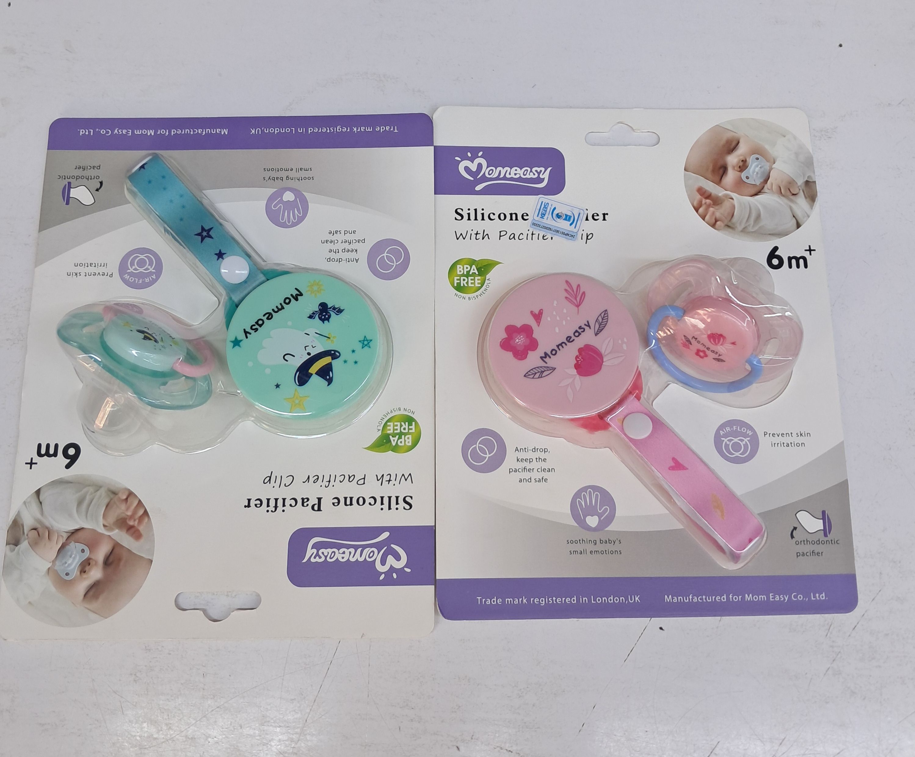 Momeasy silicone pacifier with a pacifier clip,