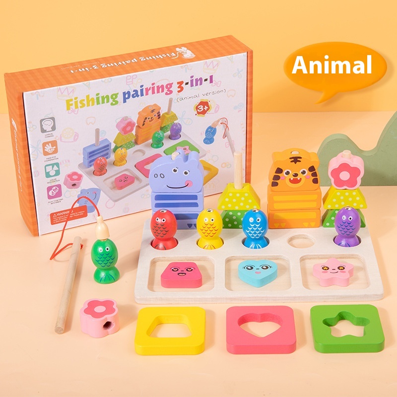 Montessori Fishing Pairing 3-in-1"block Toy
