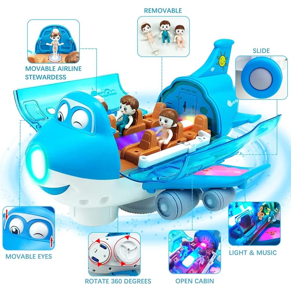 Electric Toy Airliner Plane Rotating Airplane Vehicles with Light and Music