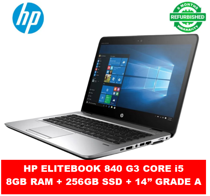 [i5+8GB+256GB+14''] Hp Elitebook 840 G3 Intel Core i5 8GB RAM + 256GB SSD Laptop 6th Gen 14" inch Display  Refurbished Notebook Computer Windows Office