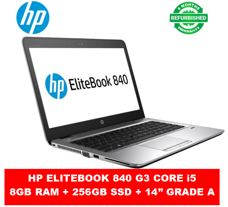 [i5+8GB+256GB+14''] Hp Elitebook 840 G3 Intel Core i5 8GB RAM + 256GB SSD Laptop 6th Gen 14" inch Display  Refurbished Notebook Computer Windows Office