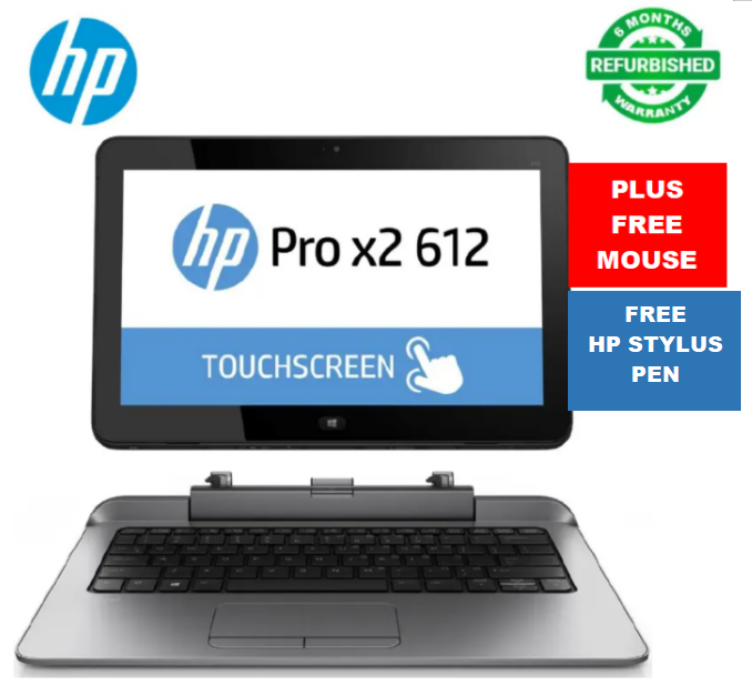 [Promotion Offer] HP PROBOOK X2 612 G1 CORE i5 8GB RAM + 256GB SSD 2 In1 Touchscreen Laptop 12.5" Display Refurbished Windows Office Installed Detachable Computer Notebook PLUS Free Mouse