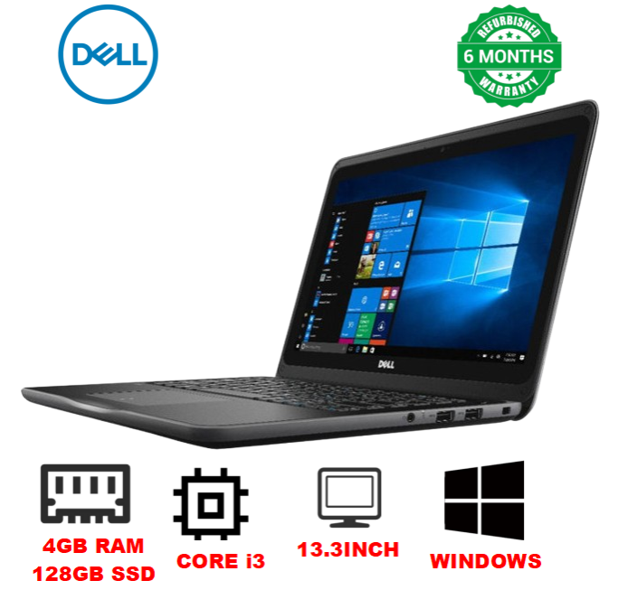 [i3+4GB+128GB+13.3''] Dell Latitude 3380 Core i3 4GB RAM + 128GB SSD Laptop 6th Gen 13.3" inch Display Refurbished Laptops Notebook Computer Windows Office