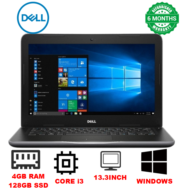 [i3+4GB+128GB+13.3''] Dell Latitude 3380 Core i3 4GB RAM + 128GB SSD Laptop 6th Gen 13.3" inch Display Refurbished Laptops Notebook Computer Windows Office