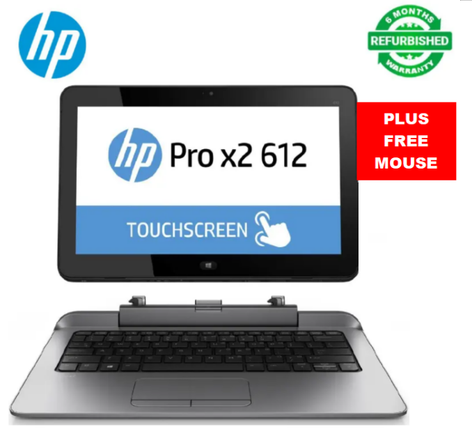 [Promotion Offer] HP PROBOOK X2 612 G1 CORE i5 8GB RAM + 256GB SSD 2 In1 Touchscreen Laptop 12.5" Display Refurbished Windows Office Installed Detachable Computer Notebook PLUS Free Mouse