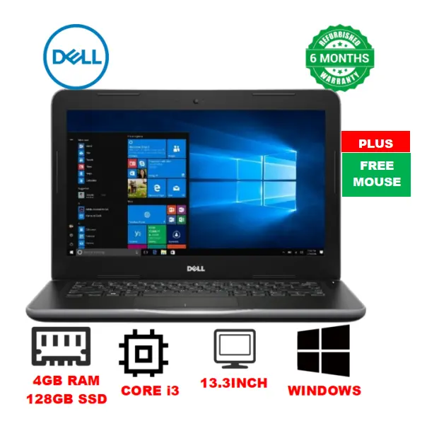 [PROMOTION!] Dell Latitude 3380 Core i3 4GB RAM + 128GB SSD Laptop 6th Gen 13.3" inch Display Refurbished Notebook Computer Windows & Office Installed Ready to use PLUS Free Mouse