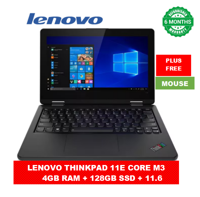 {FREE MOUSE} LENOVO THINKPAD 11E INTEL CORE M3 7TH GEN 4GB RAM +  128GB SSD REFURBISHED LAPTOP 11.6 INCH DISPLAY WINDOWS & OFFICE INSTALLED  HIGH QUALITY COMPUTER