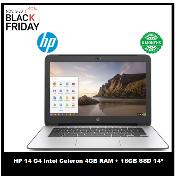{BLACK FRIDAY SALE!} Refurbished HP 14 G4 Intel Celeron 4GB Ram + 16GB SSD Storage 14” Inch Screen Size with Pre Installed Windows Laptop