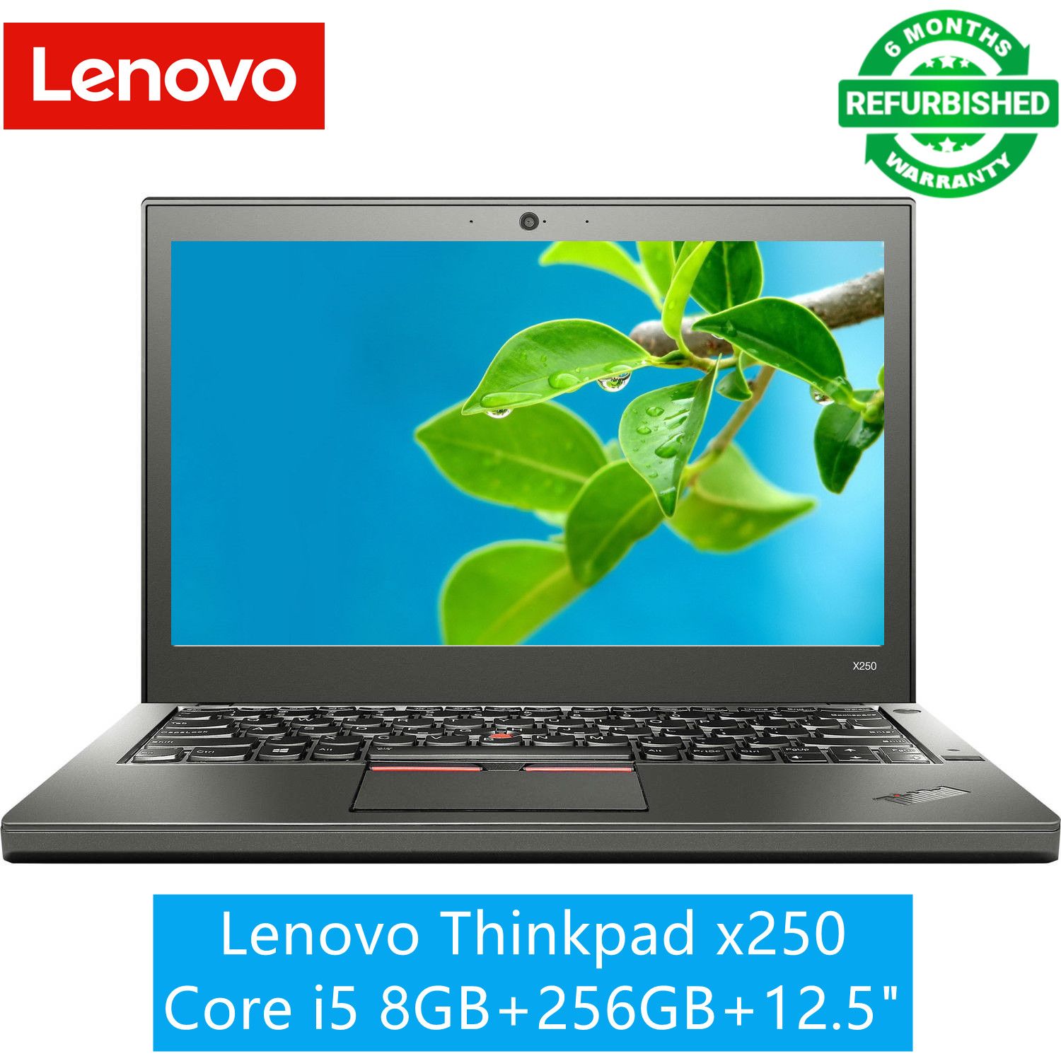 ( FREE GIFTS) LENOVO THINKPAD X250 CORE i5 8GB RAM + 256GB SSD Laptop 12.5" Display Refurbished Computer X 250 Windows & Office Installed Notebook PLUS Free Mouse and 4GB Flash Disk