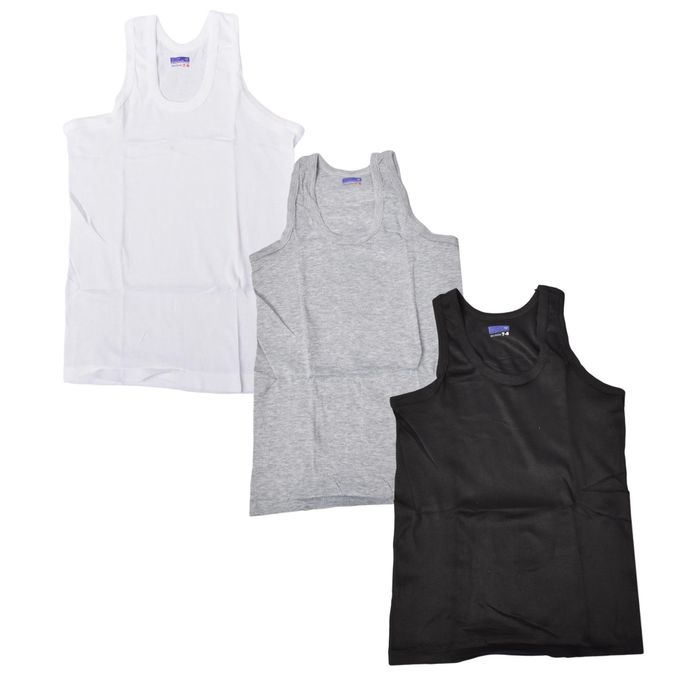 3 pcs high quality cotton boys vests - Black White and Grey