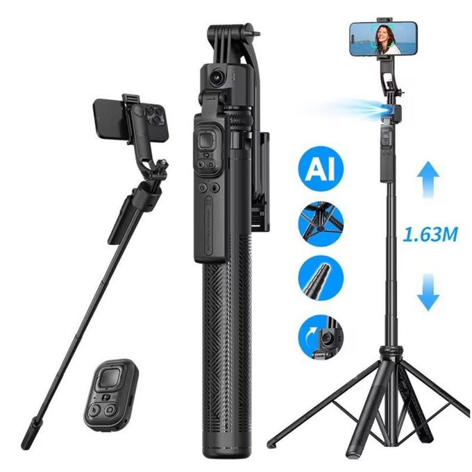 AI Face Tracking Adjustable quadrupod Stand, black - C17