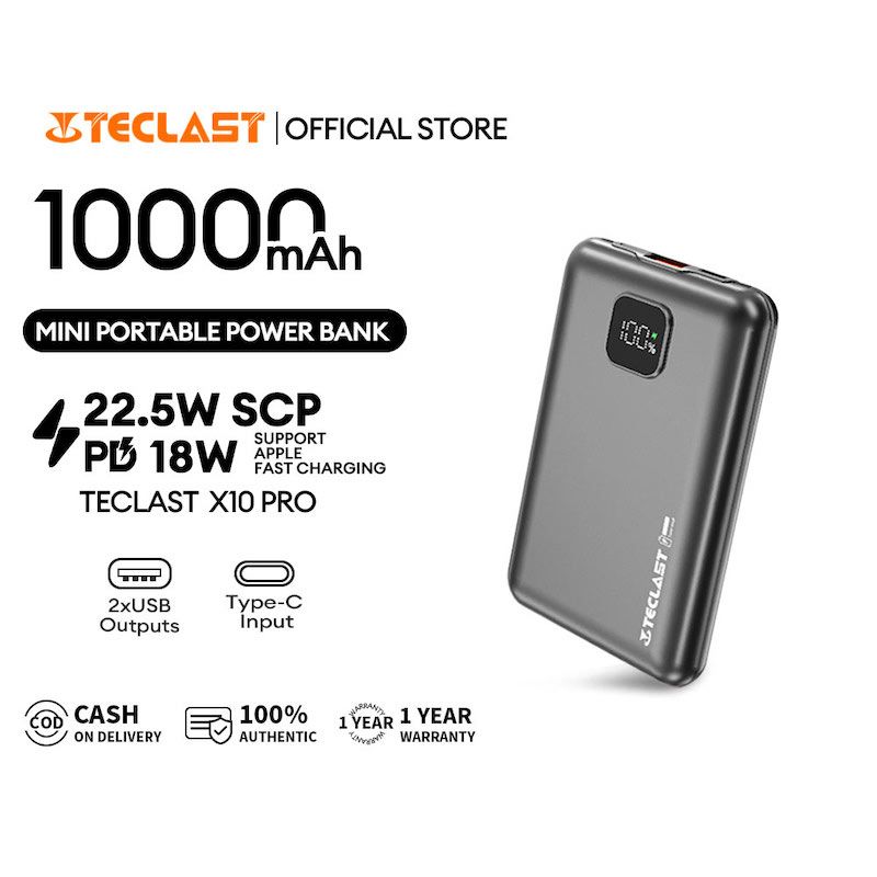 PowerBank 10000mAh 22.5W Two-way Fast Charging With Digital Display- X10 PRO