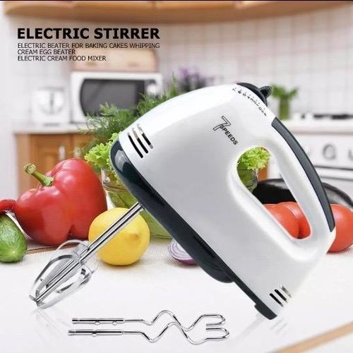 🪄✨️CLEARANCE SALE ✨️✨️Scarlett Electric Hand Mixer, 7 Speed Options Portable Handheld Mixer.] The electric mini hand mixer has 2 stainless steel dough hooks, which can easily mix dough and heavier ca
