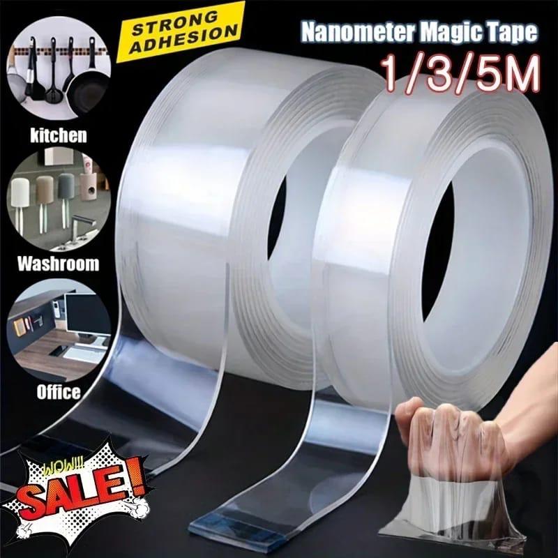 Nano Tape Double Sided Tape Transparent Reusable Waterproof Adhesive Tapes.1.Nano gel tape is suitable for almost any smooth, clean and dry surface, It's special nano formula compensates for minor sur