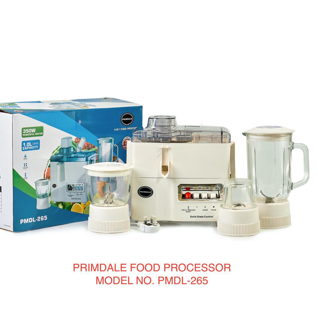 Primdale 4 In 1 Juicer -blender-grinder And Mill Food Processor.4-in-1 Juicer Extractor -Juicer, Blender, Chopper, Grinder and Meat Grinder
 High Effective Stainless Steel blade 
Two speed and Pulse c