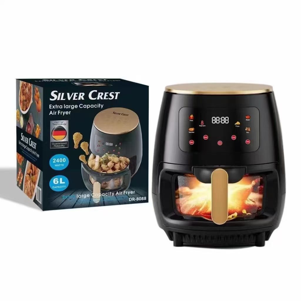 🌽NEW IN🥕SILVER CREST 6L Air Fryer With Glass Oven For Healthy Meals.Reduces fat content by up to 80% with Rapid Air Technology for oil-free frying, roasting, and baking.
Generous Capacity: 6L size i