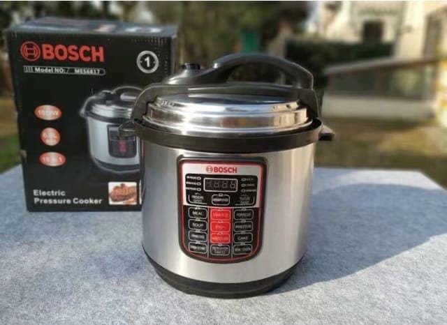 🔹️KEEP TUNED 🔹️Bosch 6.0L Programmable MultiFunctional Electric Pressure Cooker-BOSCH.6 pre-programmed menu (Rice, Cake, Chicken, Soup, Bean/Beff, Manual Cook)
5 built-in safety features (Lid Auto-L