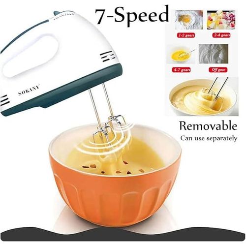 Sokany Multifunctional 2 In 1 Stand And Hand Held Electric Mixer- 7 Speed, 2L Stainless Steel Mixing Bowl, Dough Hooks & Mixer Beaters For Dressings, Frosting,