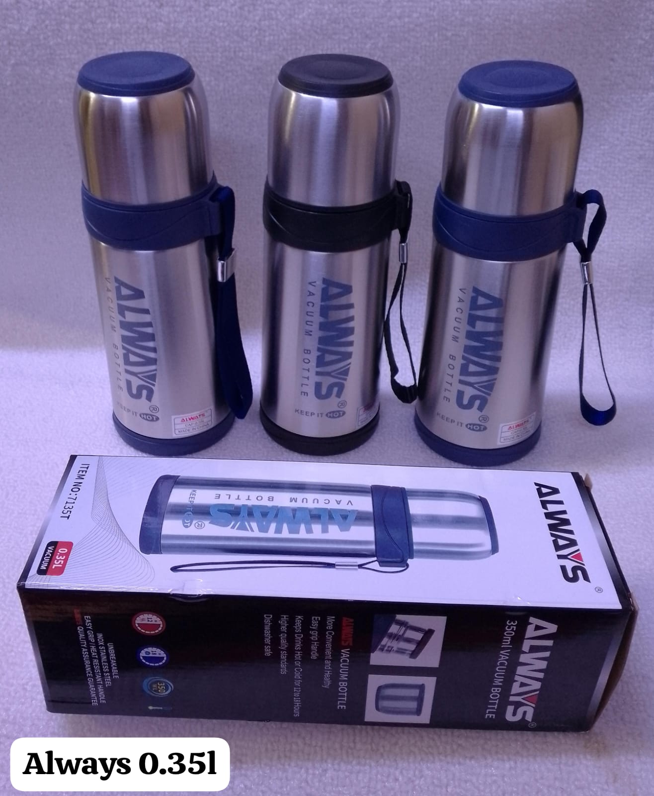 0.35L Always Vacuum Flask — perfect for keeping your drinks just the way you like them.
Designed for portability and performance, this flask uses double-wall vacuum insulation to maintain the temperat