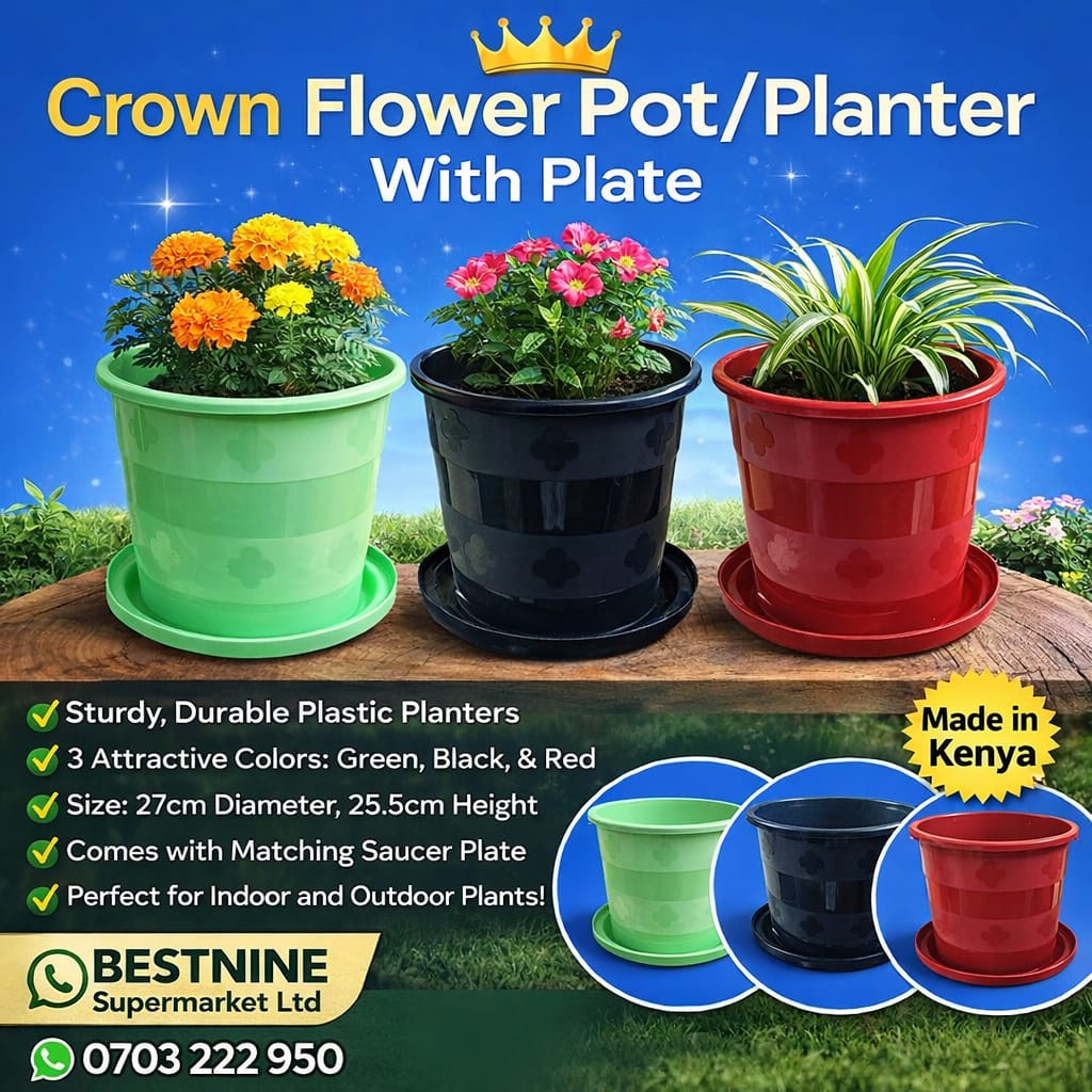 Crown Flower Pot / Planter with Plate
 Add a touch of elegance to your home or garden with this stylish crown-shaped flower pot, complete with a matching plate to catch excess water.
✅ Perfect for ind