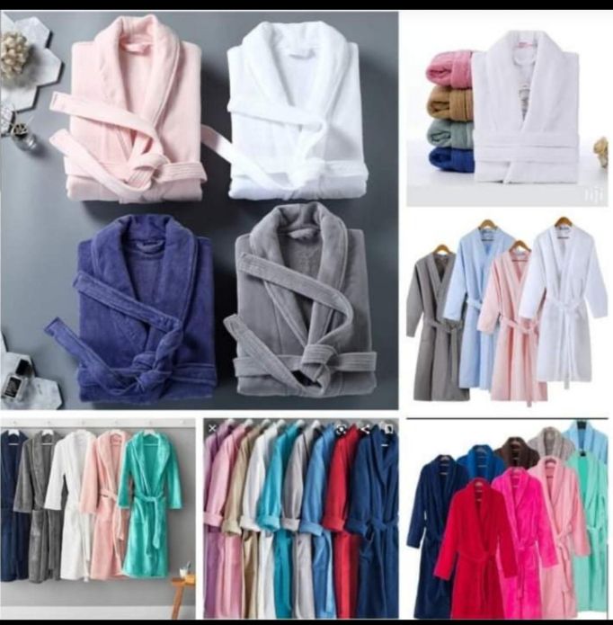 Bathrobes Cosy and soft  Cotton Bathrobes Fleece Bathrobe Long Shawl Collar Unisex Bathrobe
