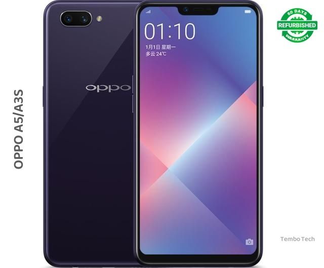Refurbished OPPO A5(A3S) Smartphone 4G RAM+64G ROM Unlock 5.5" Screen Dual SIM 2G/3G/4G/LTE 18MP+13MP Cameras Fingerprint recognition Bluetooth Split Screen Game Acceleration Google tools