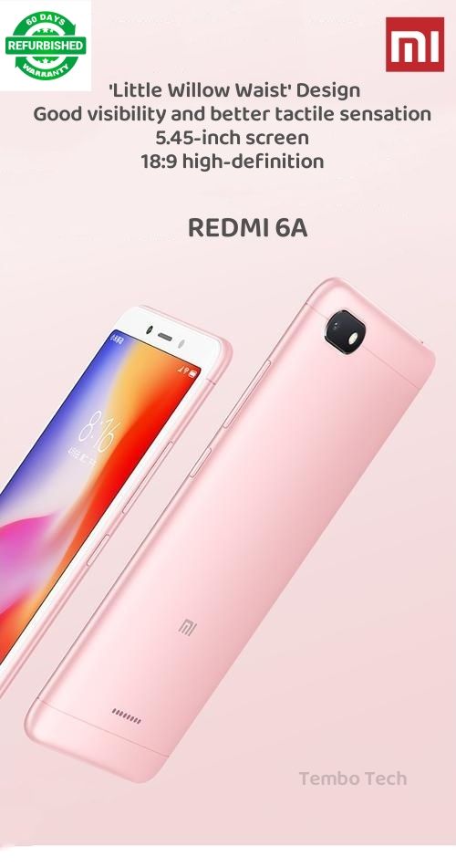 Refurbished Redmi 6A Smartphone 4G RAM+64G ROM Unlock 5.45" Screen Dual SIM 2G/3G/4G/LTE 13MP+5MP Cameras Bluetooth Google toolsle pre-installed