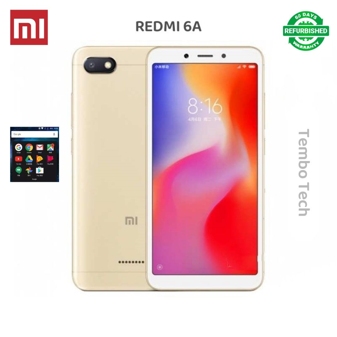 Refurbished Redmi 6A Smartphone 4G RAM+64G ROM Unlock 5.45" Screen Dual SIM 2G/3G/4G/LTE 13MP+5MP Cameras Bluetooth Google toolsle pre-installed