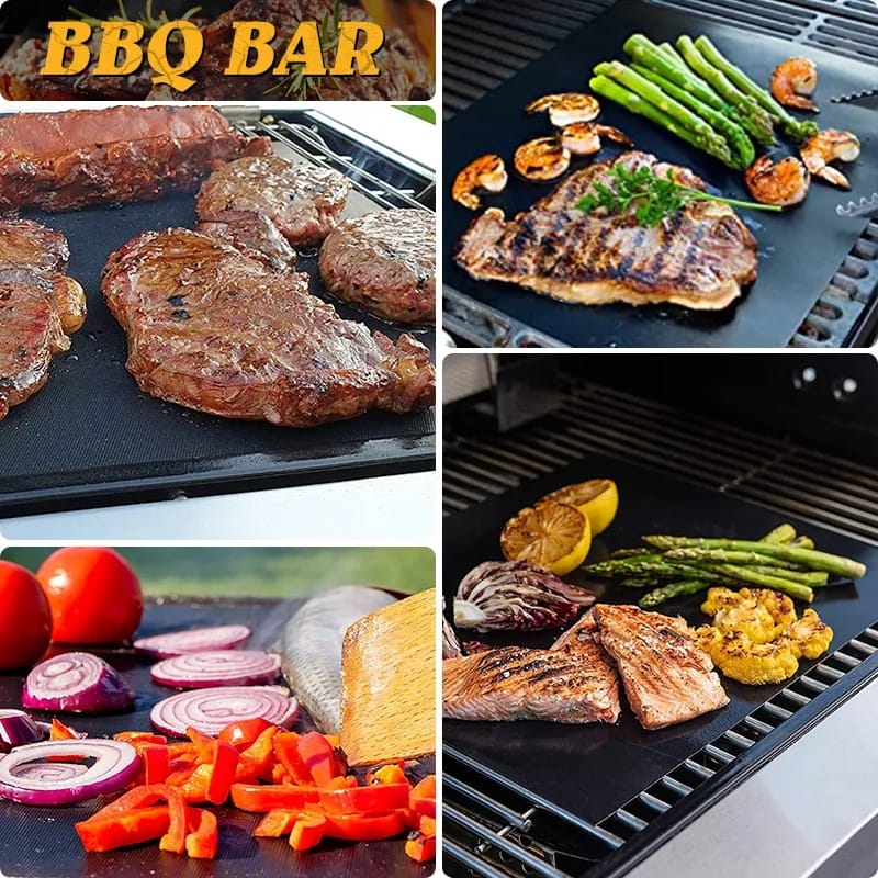 *Non-stick BBQ Grill mats 1pc  Barbecue Baking Pad Reusable PTFE Cooking Plate For Party Grill Mat ..Measurements attached
