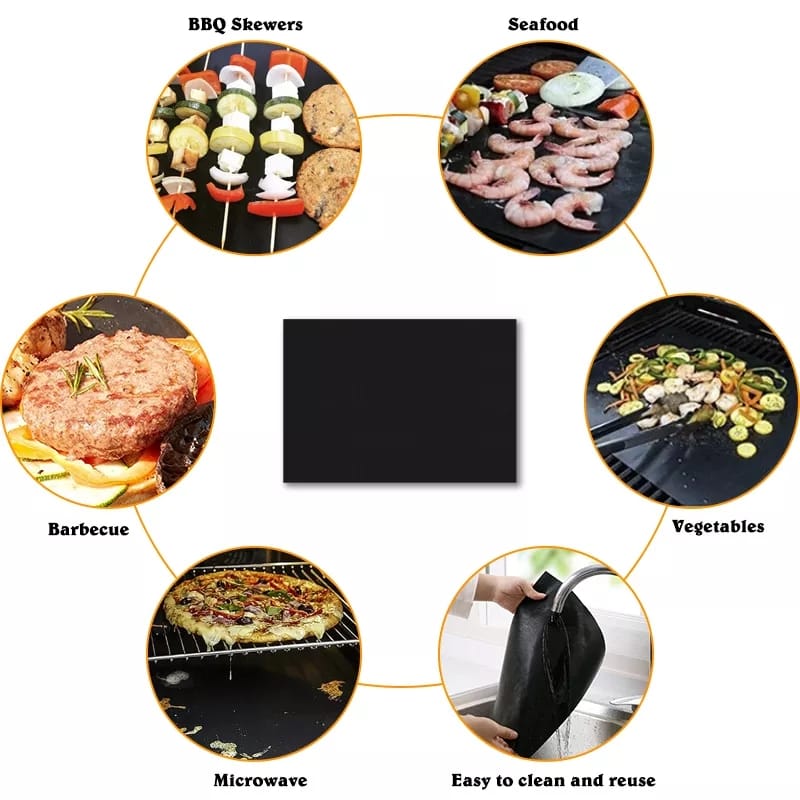 *Non-stick BBQ Grill mats 1pc  Barbecue Baking Pad Reusable PTFE Cooking Plate For Party Grill Mat ..Measurements attached