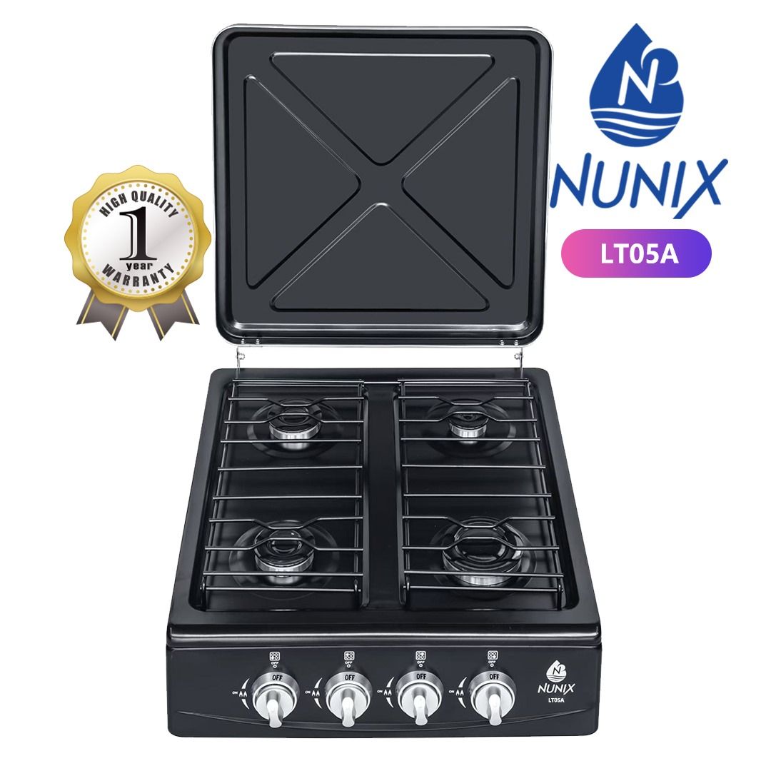 New Model Nunix Table Top Cooker, a full-gas 4-burner stove designed for modern kitchens. With powerful burners for precise heat control, it makes cooking faster, easier, and more efficient. Its sleek