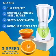 🍌😋A Smart Blend😋🍌AILYONS FY-1731 Blender 2 In 1 With Grinder Machines 1.5L.1. 1.5L Capacity
2. Durable Stainless Steel Blades
3. 3-Speed Motor With Pulse Function 
4. Safety Lock Switch
5. Non-sli