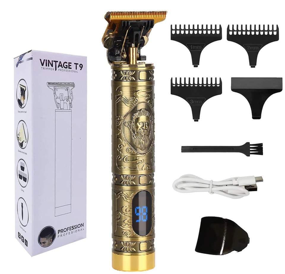🔥PROMOTION PRICE 🔥VINTAGE T9 Hair Clipper battery Outbuild Trimmer Cordless Shaver Trimmer Men Barber Hair Beard Cutting Chargeable Machine